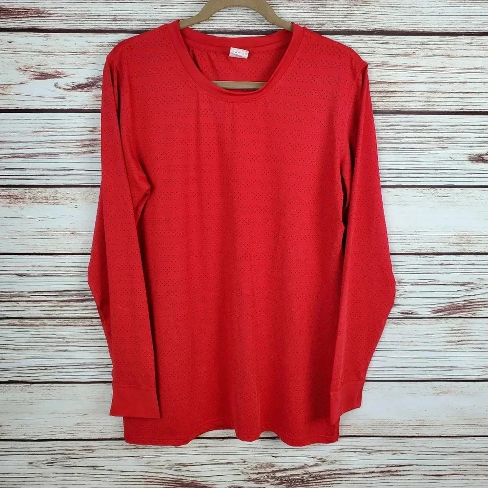 Zyia Active Women's XXL (14/16) Chili Red Chill Long Sleeve Vented Top S…
